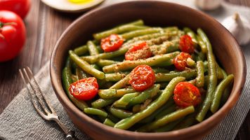 Rezeptbild fürBuschbohnen mit Tomaten und Knoblauch