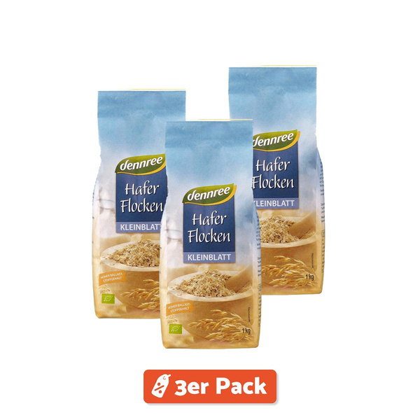 Produktfoto zu 3er Pack dennree Haferflocken 500g