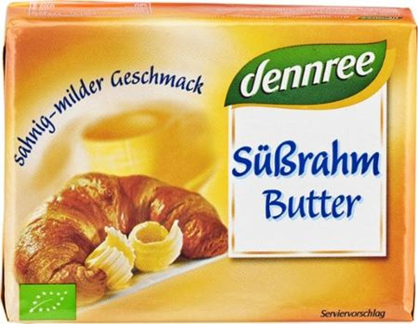 Produktfoto zu dennree Süßrahmbutter 250g