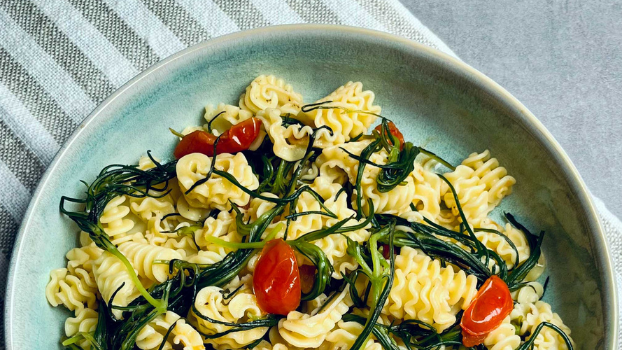 Rezeptbild für Mönchsbart-Nudelpfanne