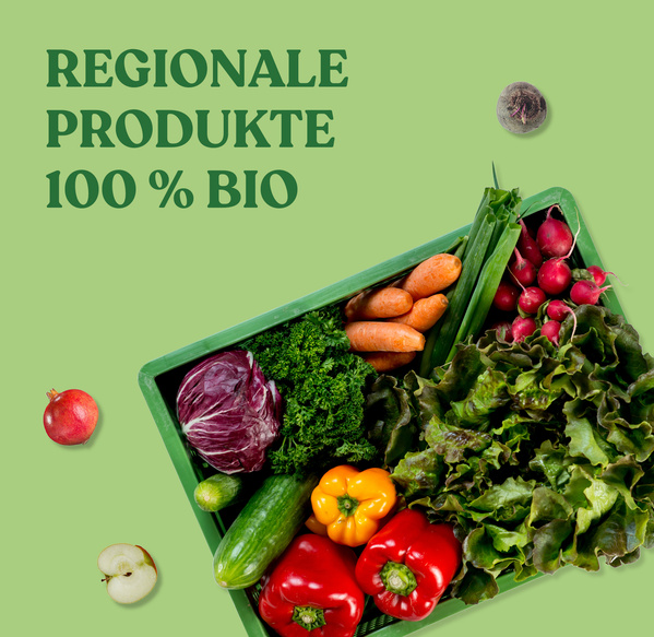 Warum Bio besser ist. Ökokiste mit Bio-Obst und Gemüse