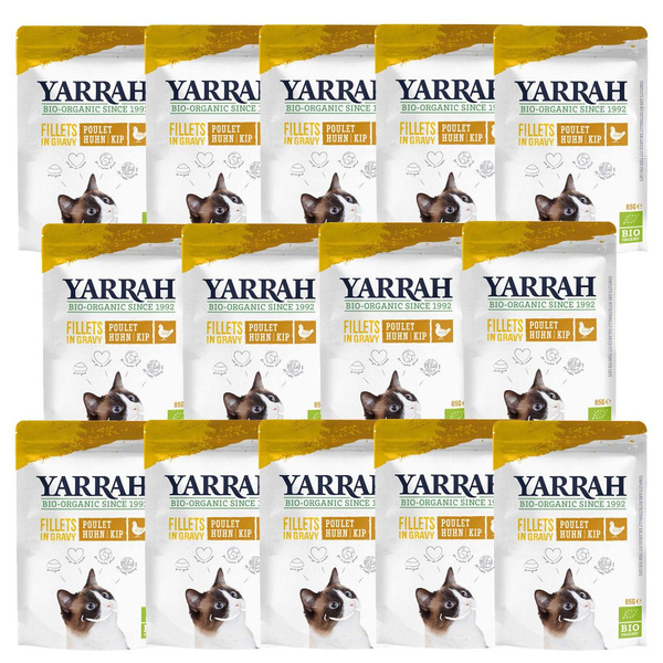 Produktfoto zu Yarrah Katzen Pouch Hühnchenfilets in Soße 14x85g