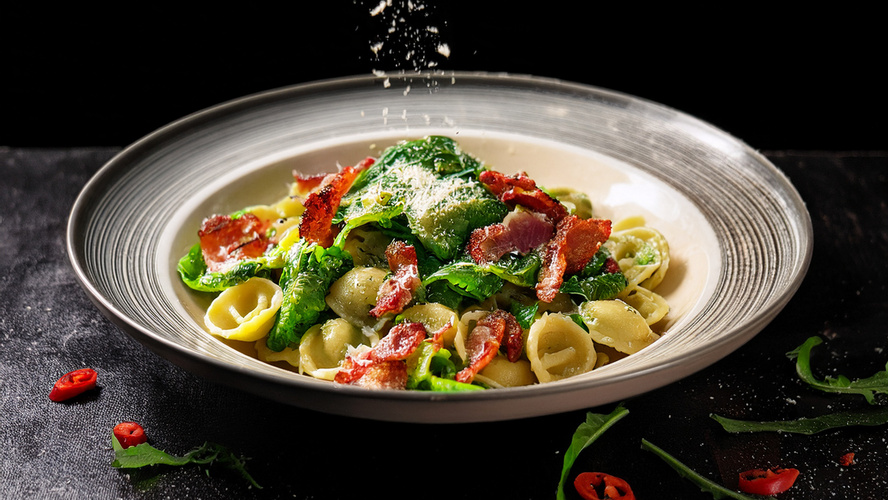 Rezeptbild für Orecchiette mit Cima di Rapa mit Speck und Chili
