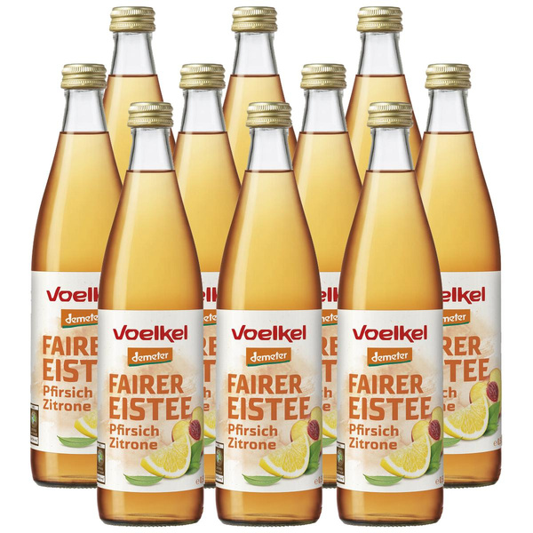 Produktfoto zu Kiste Voelkel Eistee Pfirsich Zitrone 10x0,5L