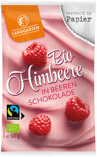Produktfoto zu Landgarten Himbeere in Beeren-Schokolade 50g