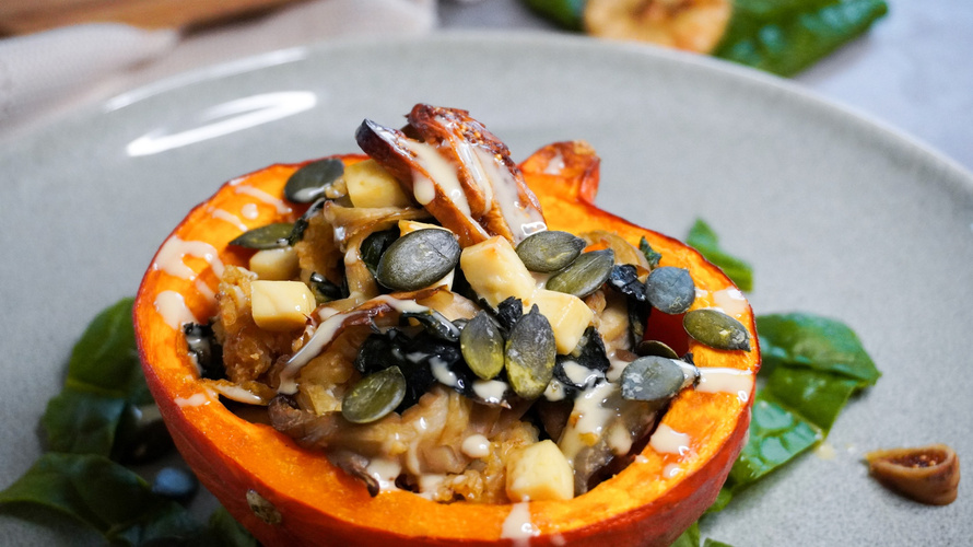 Rezeptbild für Gefüllter Ofenkürbis mit Feigen