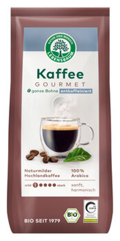 Produktfoto zu Lebensbaum Gourmet Kaffee entkoffeiniert ganze Bohne  250g