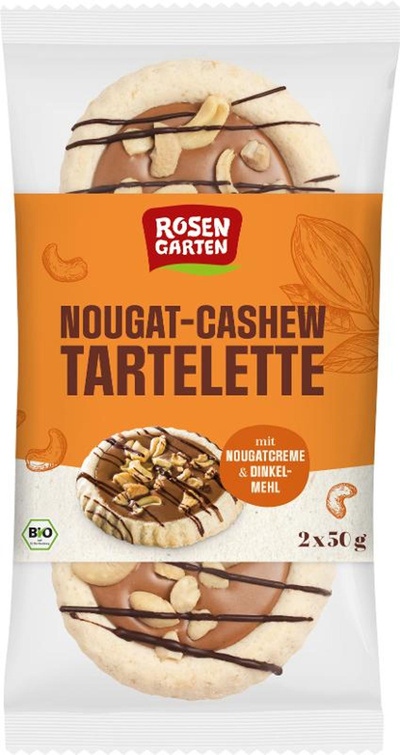 Produktfoto zu Rosengarten Nougat Cashew Tartelette Duo 100g
