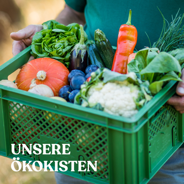 Ökokisten mit Bio-Obst und Gemüse