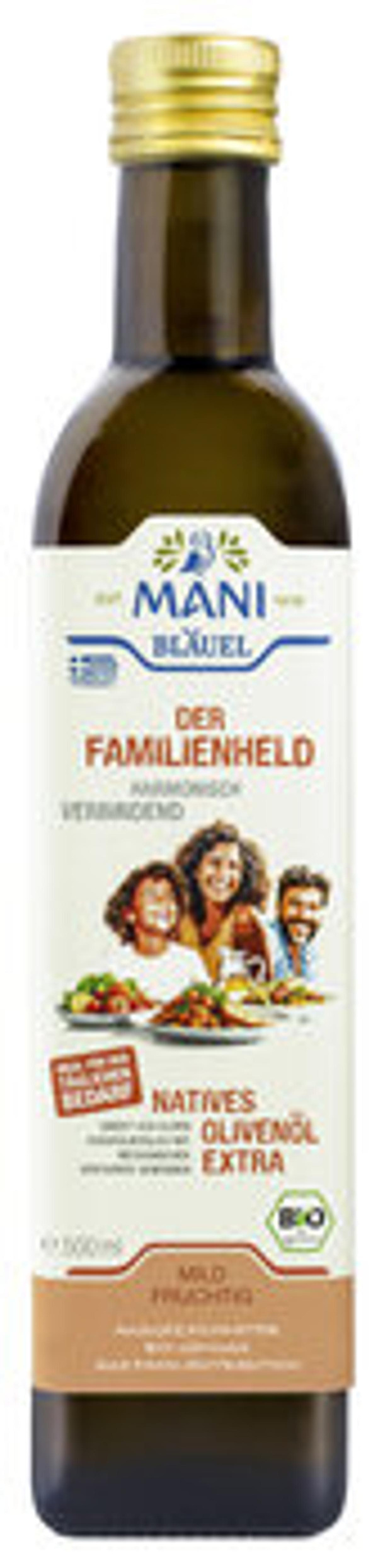 Produktfoto zu Mani Bläuel Familienheld, natives Olivenöl 500ml