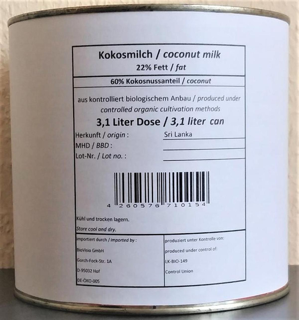 Produktfoto zu GV Kokosmilch 3,1l