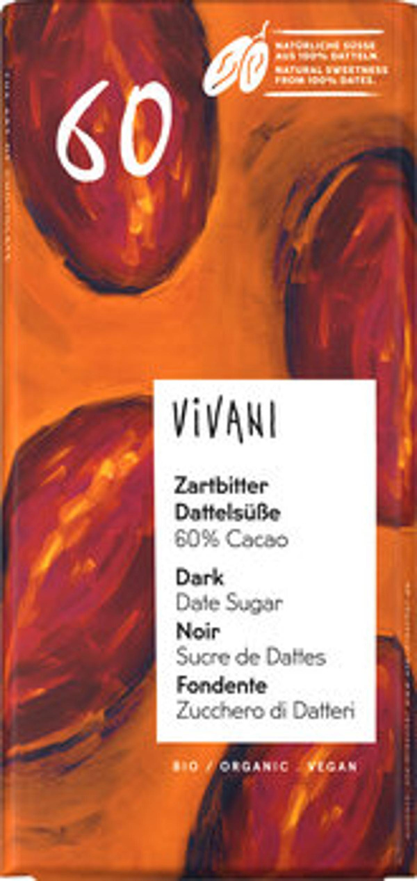 Produktfoto zu Vivani Zartbitter Dattelsüße 80g