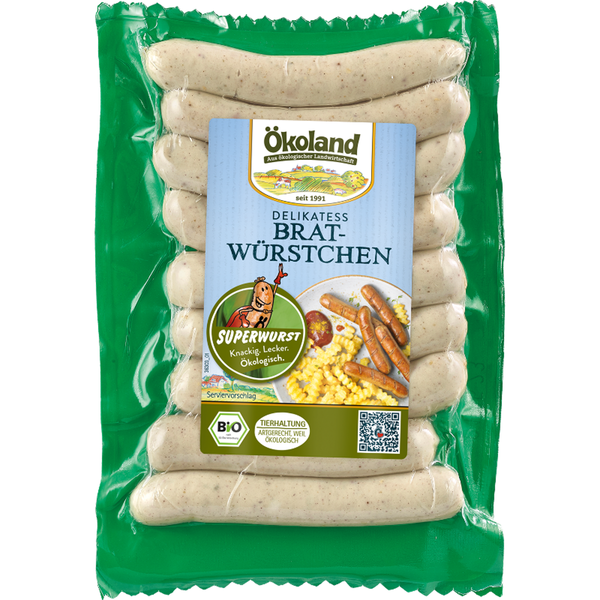 Produktfoto zu Ökoland 9 Delikatess-Bratwürstchen 180g