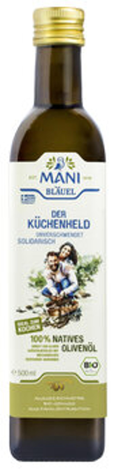 Produktfoto zu Mani Bläuel Küchenheld, natives Olivenöl 500ml