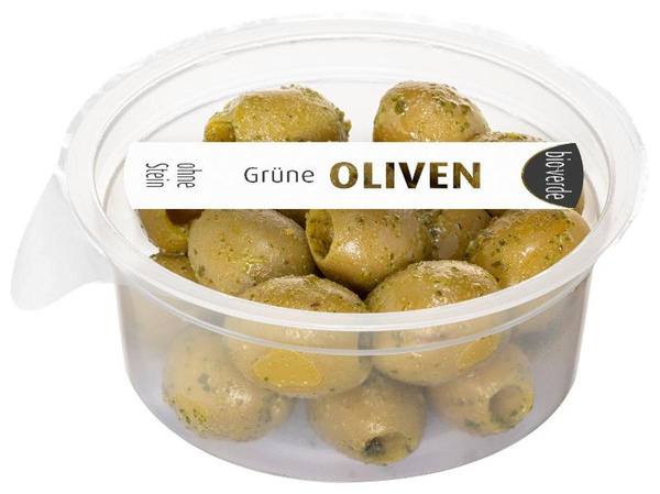 Produktfoto zu Bioverde Grüne Oliven ohne Stein, mariniert 80g