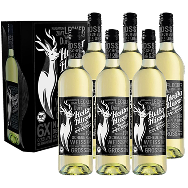 Produktfoto zu Kiste Glühwein Heißer Hirsch weiß 6x0,75L
