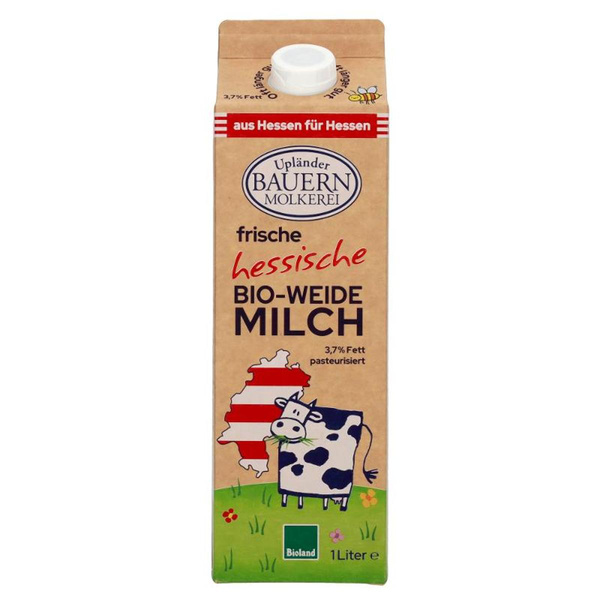 Produktfoto zu Upländer Hessische Weidemilch 3,7% 1L
