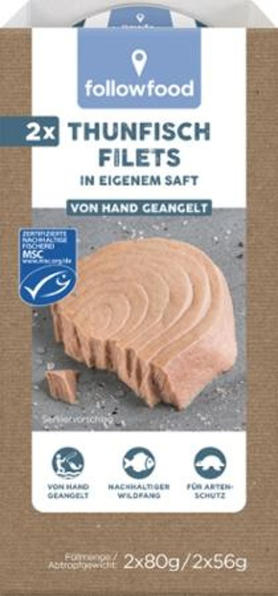 Produktfoto zu followfood Thunfisch im eigenen Saft Natur Duopack 2x80g