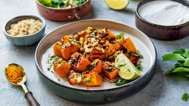 Rezeptbild für Gebackener Kürbissalat