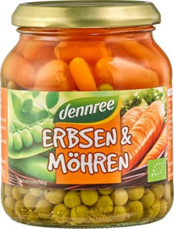 Produktfoto zu dennree Erbsen & Möhren 350g