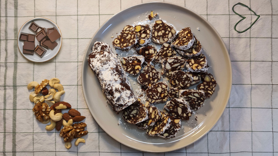Rezeptbild für Schokosalami ohne Kekse
