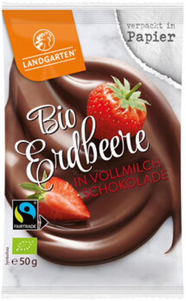 Produktfoto zu Landgarten Erdbeere in Vollmilch Schokolade 50g
