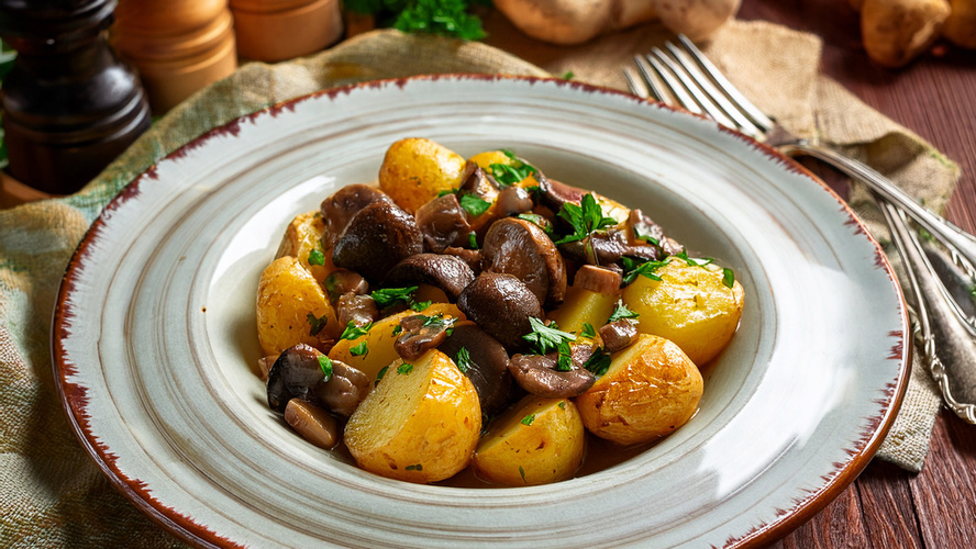 Rezeptbild für Steinchampignonragout im Kartoffelherz