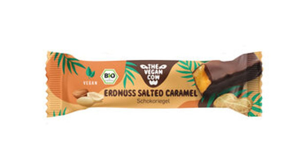 Produktfoto zu The vegan cow Schokoriegel Erdnuss Salted Caramel 40g
