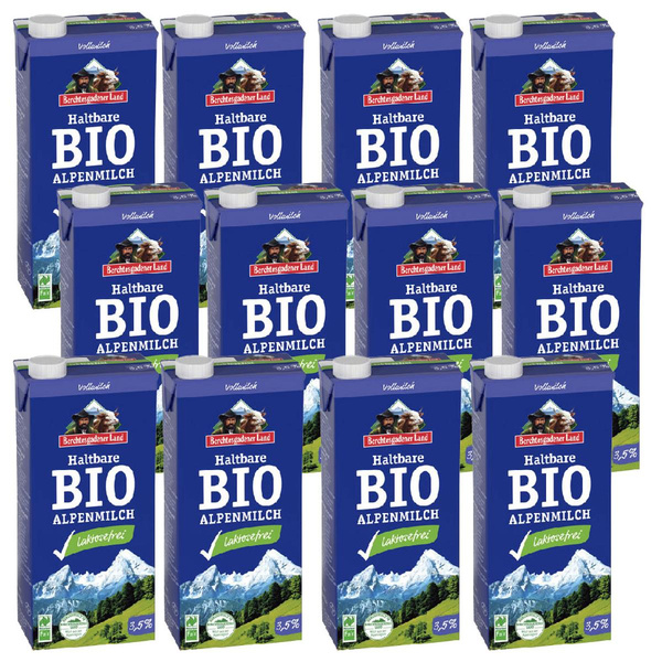 Produktfoto zu Berchtesgadener Land GV 12*1 L H-Alpenmilch 3,5% laktosefrei