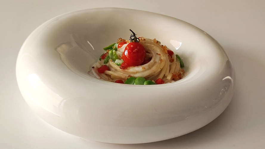 Rezeptbild für Spaghetti mit Dicken Bohnen & Pecorino-Creme