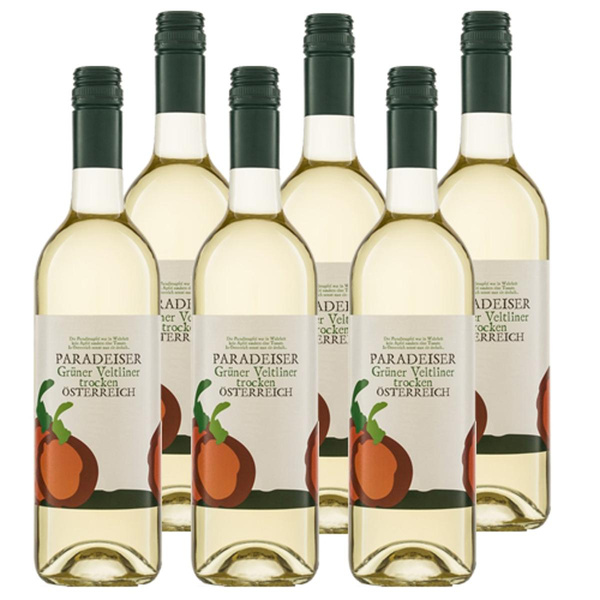 Produktfoto zu Kiste Paradeiser Grüner Veltliner 6x0,75L