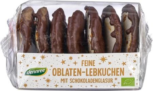 Produktfoto zu dennree Feine Oblaten Lebkuchen schokoliert 200g