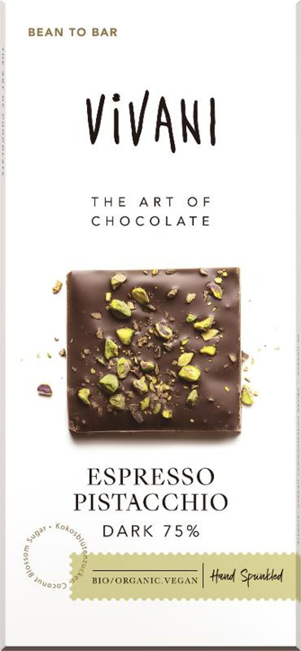Produktfoto zu Vivani Espresso Pistacchio Dark 80g