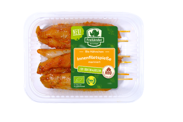 Produktfoto zu Freiländer Bio Geflügel Hähnchen Innenfiletspieß ca. 350g