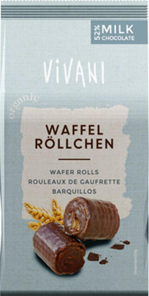 Produktfoto zu Vivani Vollmilch Waffelröllchen 125g