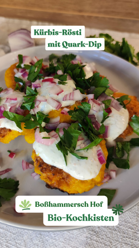 Kürbis-Rösti mit Quark-Dip