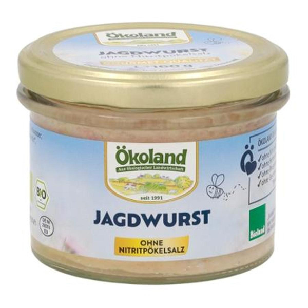 Produktfoto zu Ökoland Jagdwurst 160g Glas