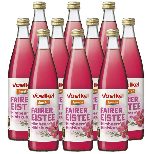 Produktfoto zu Kiste Voelkel Eistee mit Himbeere & Hibiskus 10x0,5L