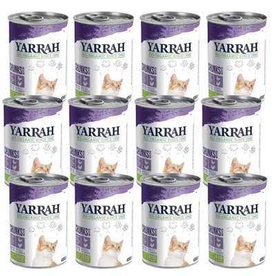 Produktfoto zu Yarrah Katzen Chunks Huhn und Truthahn 12x405g