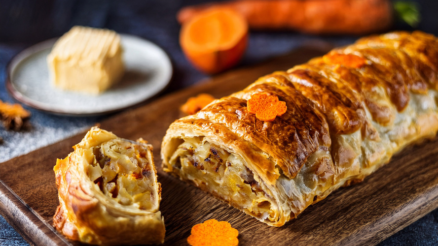 Rezeptbild für Kartoffel Möhren Strudel
