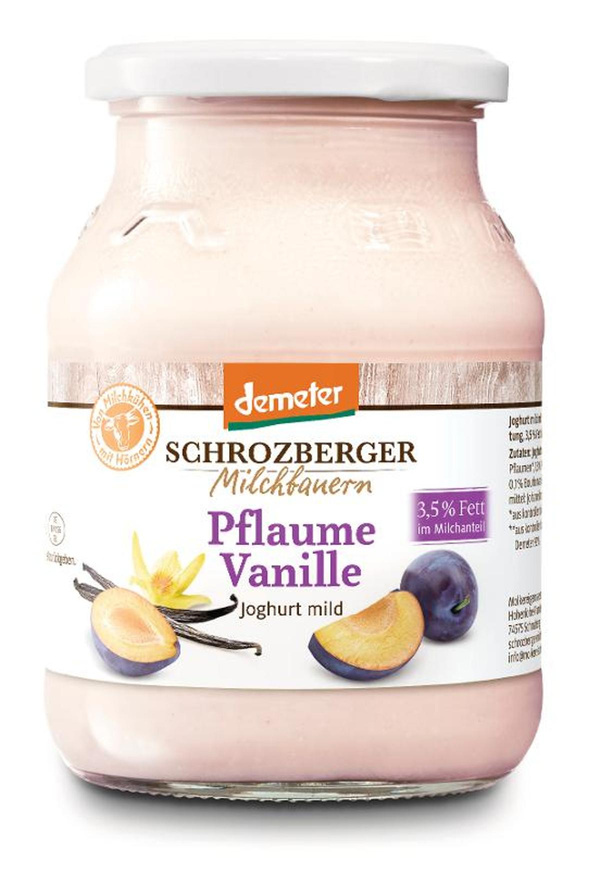 Produktfoto zu Schrozberger Joghurt Pflaume Vanille 3,5% 500g
