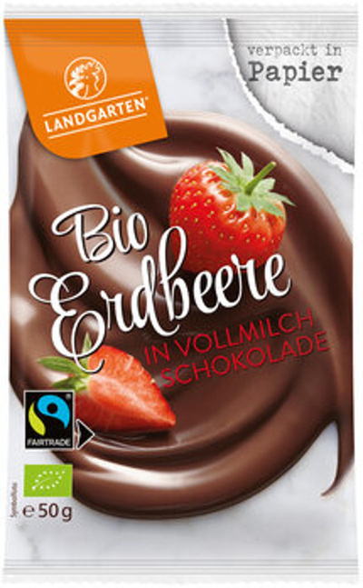 Produktfoto zu Landgarten Erdbeere in Vollmilch Schokolade 50g