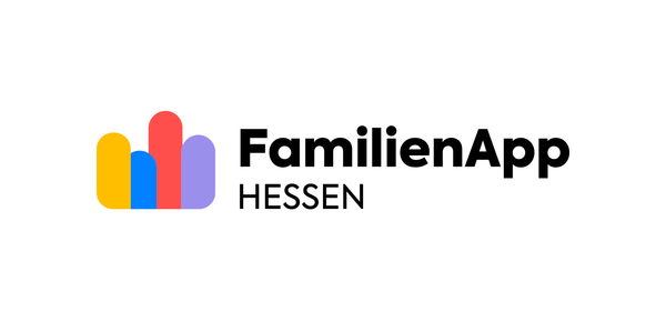 KI generiert: Logo der FamilienApp Hessen mit buntem Symbol. Text: "FamilienApp HESSEN".