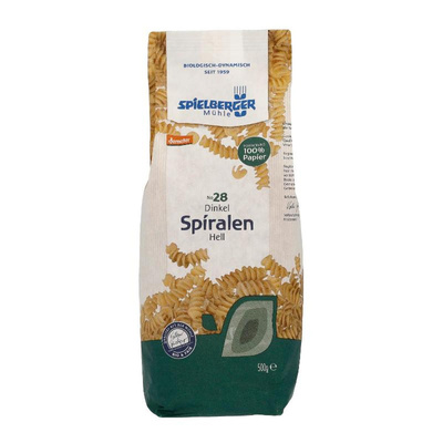 Produktfoto zu Spielberger Mühle Dinkel Spiralen hell 500g
