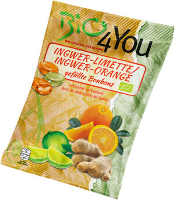 Produktfoto zu Bio4You Ingwer-Limette und Ingwer-Orange Bonbons 75g