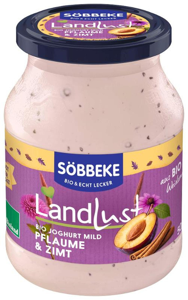 Produktfoto zu Söbbeke Weidemilch Joghurt Pflaume-Zimt 3,8% 500g