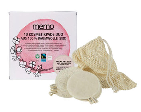 Produktfoto zu Memo Kosmetik Pads aus Baumwolle 10 Stück waschbar