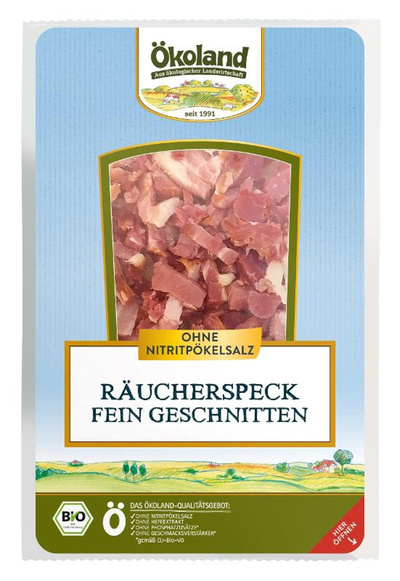 Produktfoto zu Ökoland Räucherspeck fein geschnitten 80g