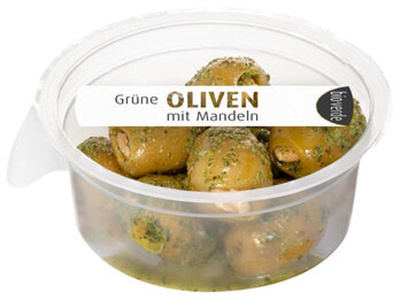 Produktfoto zu Bioverde Grüne Oliven mit Mandeln, mariniert 80g