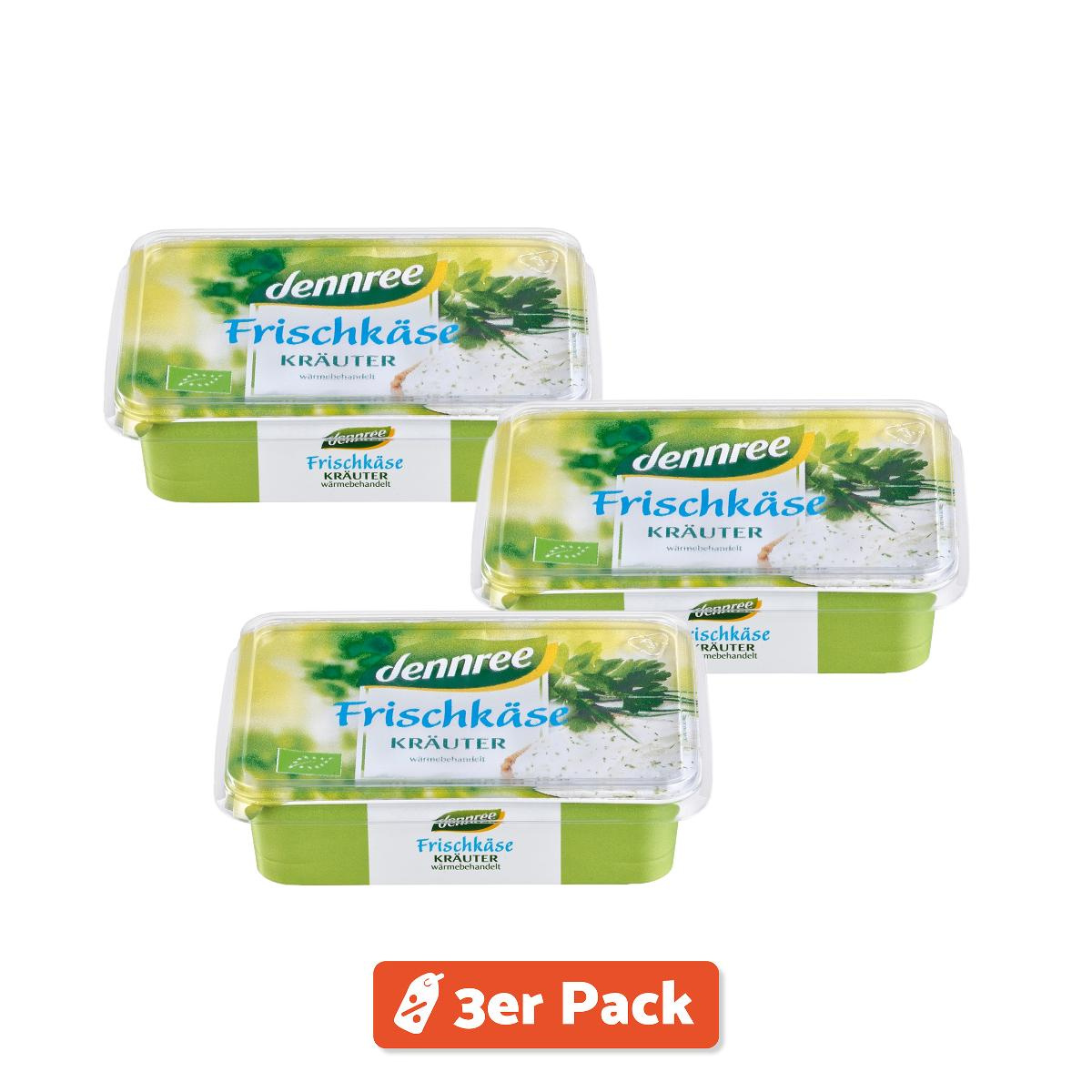 3er Pack dennree Frischkäse Kräuter